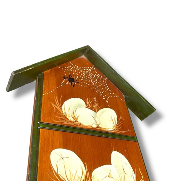 VTG Hand Painted Hen House Art Wooden Plaque Home Artist 1970s Eggs Chics - Picture 7 of 16